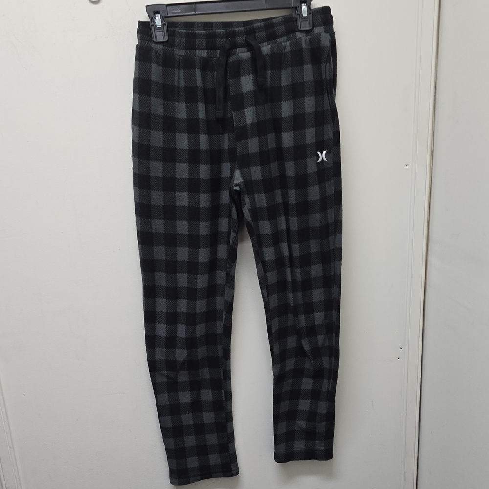 Hurley Men's Black Plaid Lounge Pants - Size S